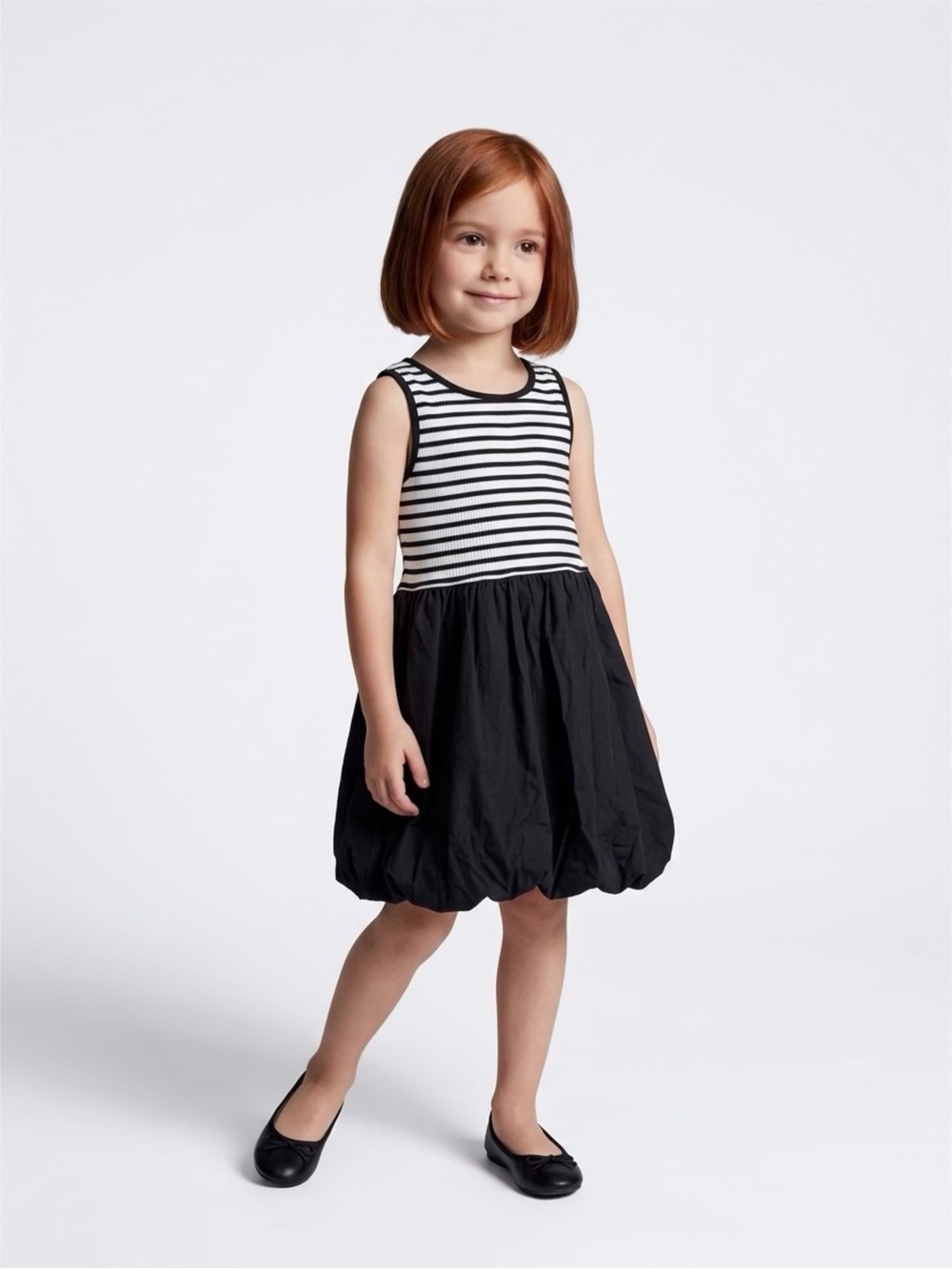 Janie and Jack Striped Black & White Bubble Hem kids Dress
